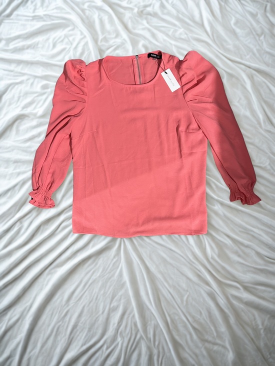 Sugarlips Tops - Sugarlips Coral Puff-Sleeve Blouse